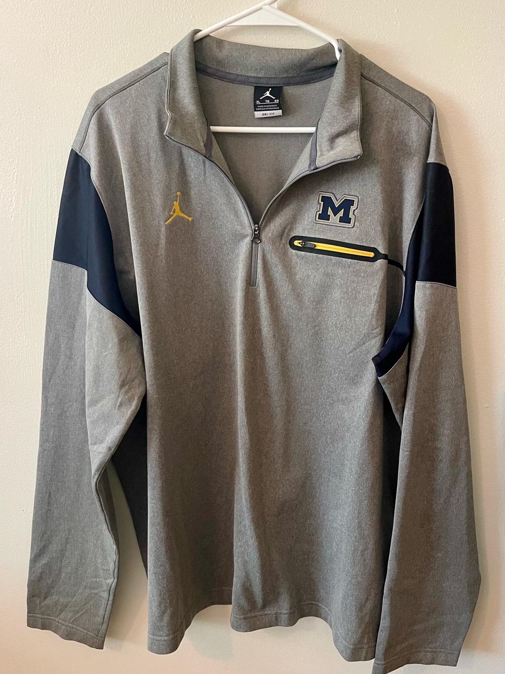 Jordan x Michigan Wolverines Nike DriFit 1/4 Zip Gray Pullover